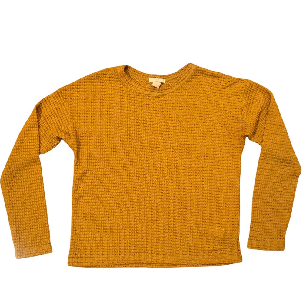 Girls Yellow Waffle Sweater